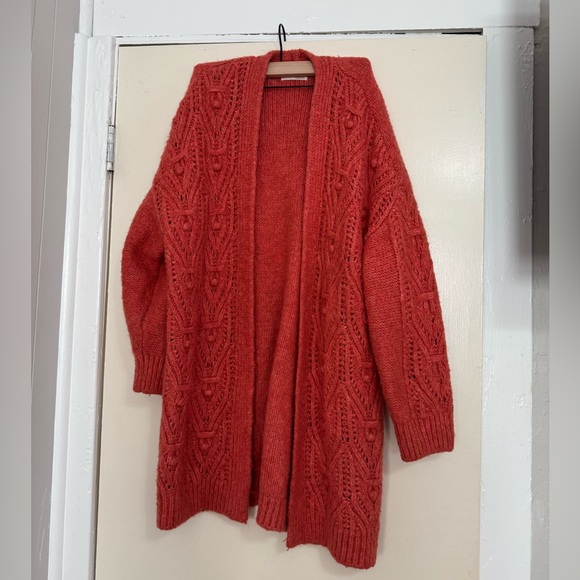 Anthropologie Sweaters - Anthropologie Nuria Textured Coral Cardigan